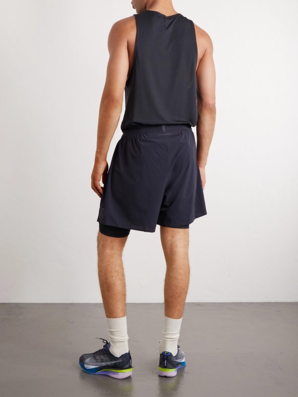 Performance Straight-Leg Layered 5" Stretch Recycled-Shell Running Shorts - BK