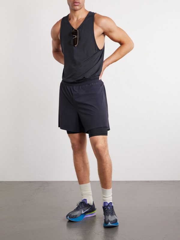 Performance Straight-Leg Layered 5" Stretch Recycled-Shell Running Shorts - OU