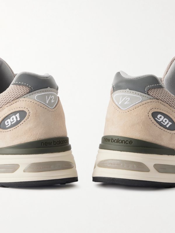 991v2 Leather-Trimmed Suede and Mesh Sneakers - CU