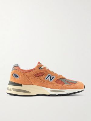 991V2 Mesh and Leather-Trimmed Suede Sneakers