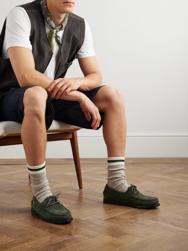 Docksides Portland Leather-Trimmed Suede Boat Shoes - OU Docksides Portland Leather-Trimmed Suede Boat Shoes - OU