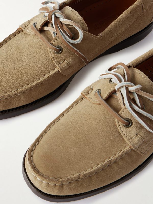 Docksides Portland Leather-Trimmed Suede Boat Shoes - CU