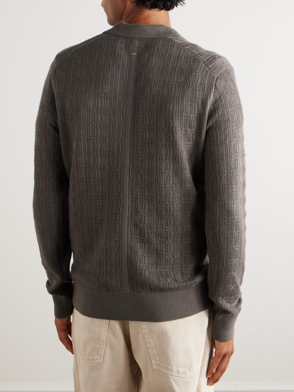 Textured-Knit Cotton Polo Shirt - BK Textured-Knit Cotton Polo Shirt - BK