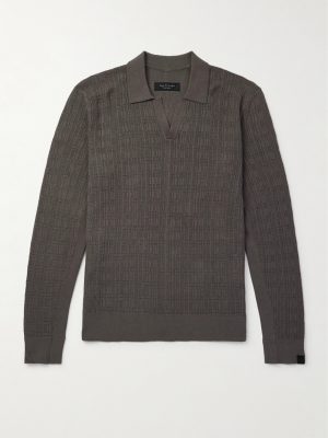 Textured-Knit Cotton Polo Shirt