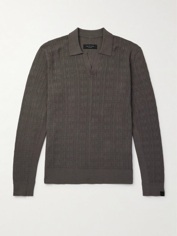 Textured-Knit Cotton Polo Shirt Textured-Knit Cotton Polo Shirt