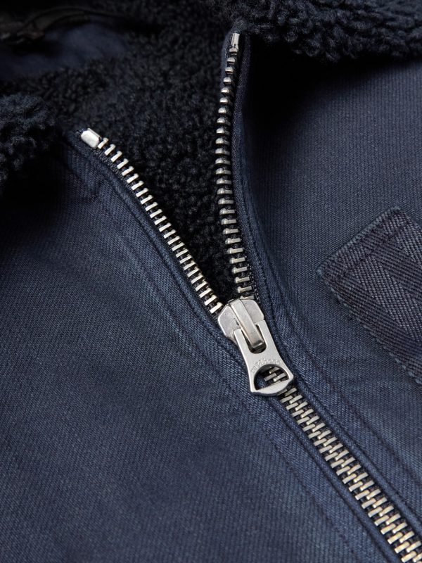 Fleece-Trimmed Denim Bomber Jacket - CU Fleece-Trimmed Denim Bomber Jacket - CU