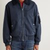 Fleece-Trimmed Denim Bomber Jacket - FR Fleece-Trimmed Denim Bomber Jacket - FR
