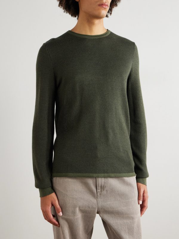 Gregory Honeycomb-Knit Merino Wool and Lyocell-Blend Sweater - FR Gregory Honeycomb-Knit Merino Wool and Lyocell-Blend Sweater - FR