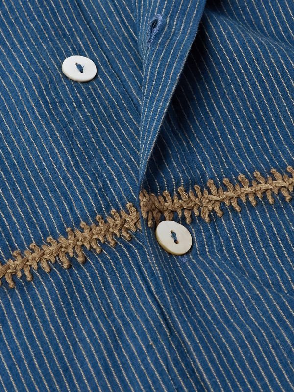 Rabari Embroidered Pinstriped Cotton Shirt - CU Rabari Embroidered Pinstriped Cotton Shirt - CU