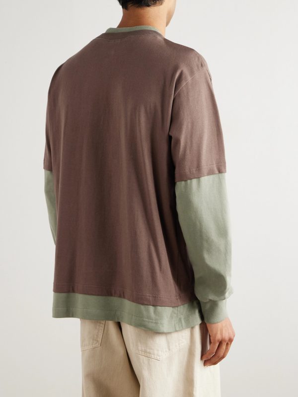Research Logo-Appliquéd Layered Cotton-Jersey T-Shirt - BK