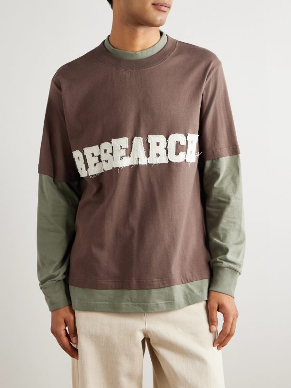 Research Logo-Appliquéd Layered Cotton-Jersey T-Shirt - FR