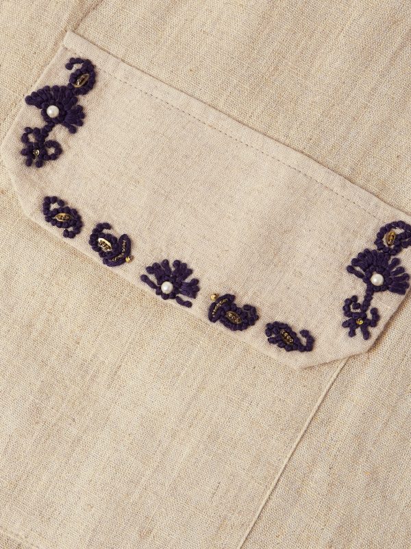 Camp-Collar Embellished Embroidered Cotton Shirt - E1 Camp-Collar Embellished Embroidered Cotton Shirt - E1
