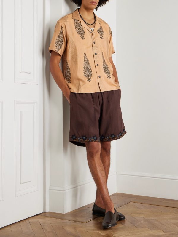 Camp-Collar Printed Silk Shirt - OU Camp-Collar Printed Silk Shirt - OU