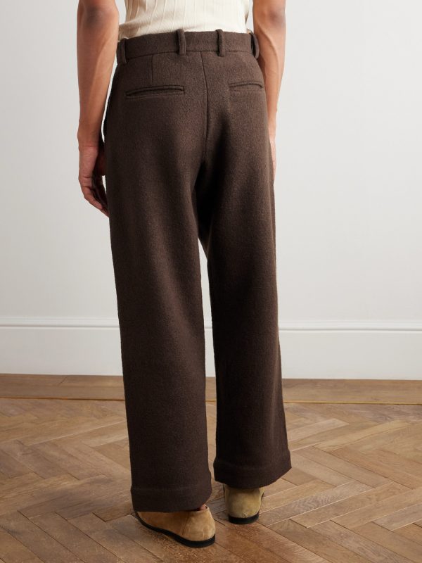 Straight-Leg Pleated Brushed-Wool Trousers - BK Straight-Leg Pleated Brushed-Wool Trousers - BK