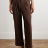 Straight-Leg Pleated Brushed-Wool Trousers - FR Straight-Leg Pleated Brushed-Wool Trousers - FR