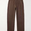 Straight-Leg Pleated Brushed-Wool Trousers Straight-Leg Pleated Brushed-Wool Trousers