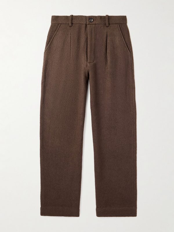 Straight-Leg Pleated Brushed-Wool Trousers Straight-Leg Pleated Brushed-Wool Trousers
