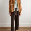 Straight-Leg Pleated Brushed-Wool Trousers - OU Straight-Leg Pleated Brushed-Wool Trousers - OU