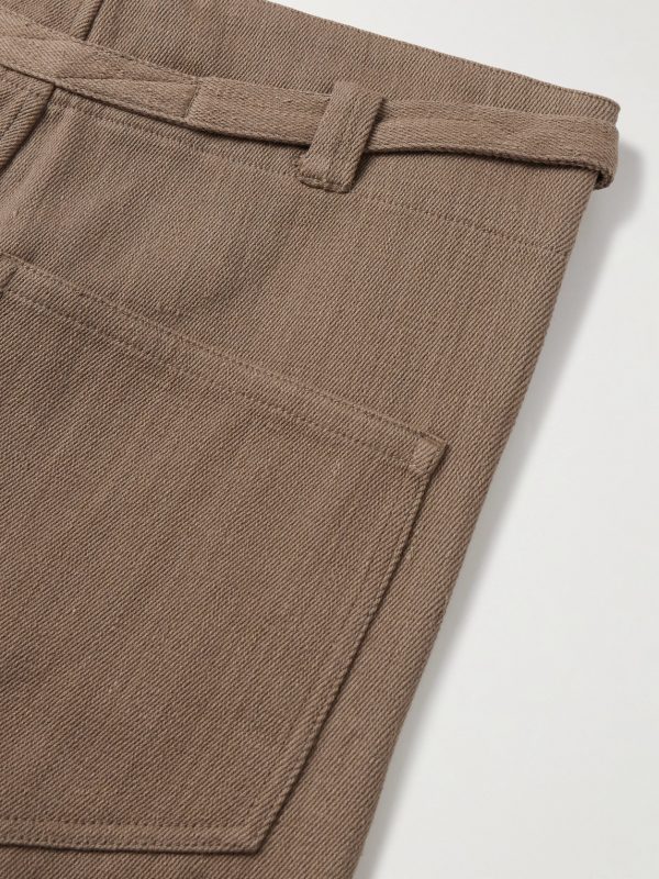 Fauji Belted Embellished Embroidered Cotton-Twill Wide-Leg Trousers - CU Fauji Belted Embellished Embroidered Cotton-Twill Wide-Leg Trousers - CU