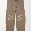 Fauji Belted Embellished Embroidered Cotton-Twill Wide-Leg Trousers Fauji Belted Embellished Embroidered Cotton-Twill Wide-Leg Trousers
