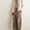 Fauji Belted Embellished Embroidered Cotton-Twill Wide-Leg Trousers - OU Fauji Belted Embellished Embroidered Cotton-Twill Wide-Leg Trousers - OU