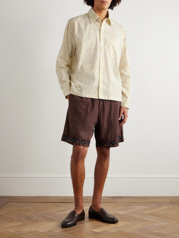 Camp-Collar Floral-Print Cotton-Gauze Shirt - OU Camp-Collar Floral-Print Cotton-Gauze Shirt - OU