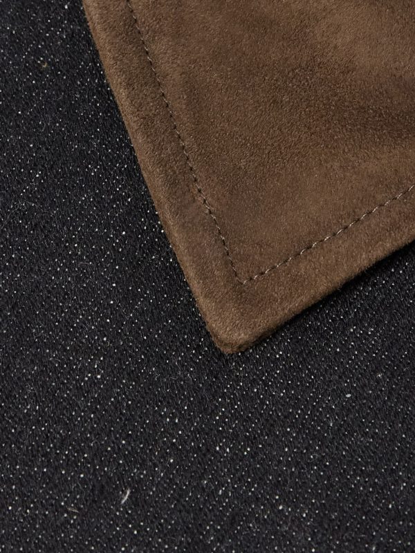 Embroidered Bead-Embellished Suede-Trimmed Denim Jacket - CU Embroidered Bead-Embellished Suede-Trimmed Denim Jacket - CU