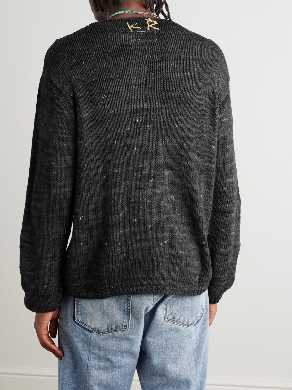 Logo-Embroidered Knitted Silk Sweater - BK Logo-Embroidered Knitted Silk Sweater - BK