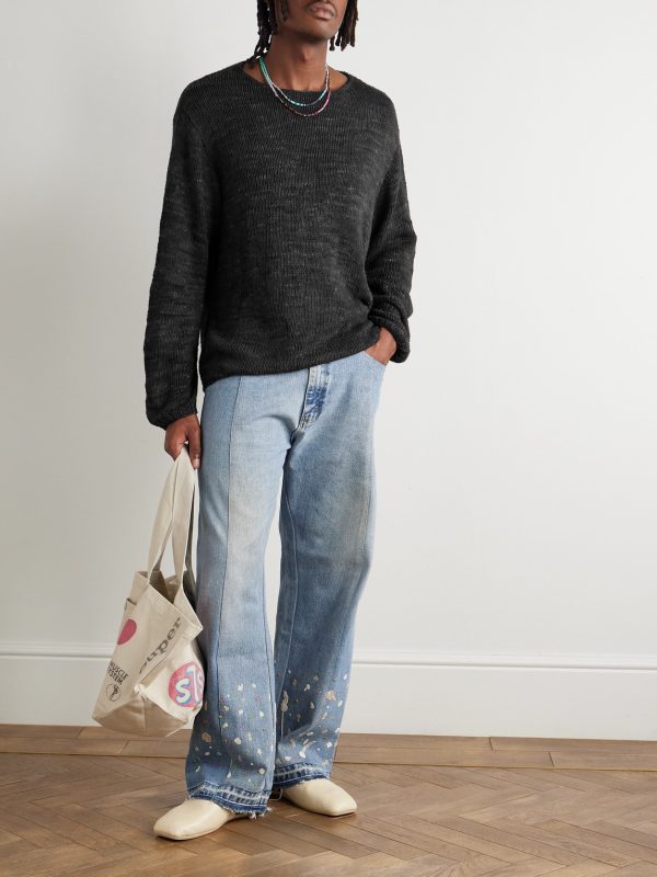 Logo-Embroidered Knitted Silk Sweater - OU Logo-Embroidered Knitted Silk Sweater - OU