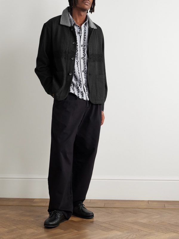 Embroidered Felt-Trimmed Denim Jacket - OU Embroidered Felt-Trimmed Denim Jacket - OU