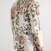 Chintz Embroidered Bead-Embellished Patchwork Frayed Cotton Blazer - BK