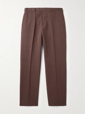 Straight-Leg Cotton and Linen-Blend Trousers