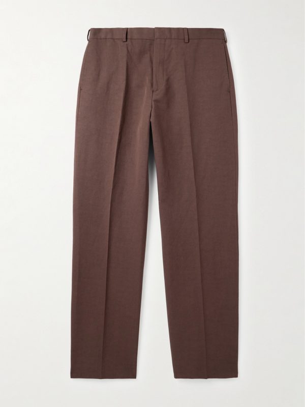 Straight-Leg Cotton and Linen-Blend Trousers Straight-Leg Cotton and Linen-Blend Trousers