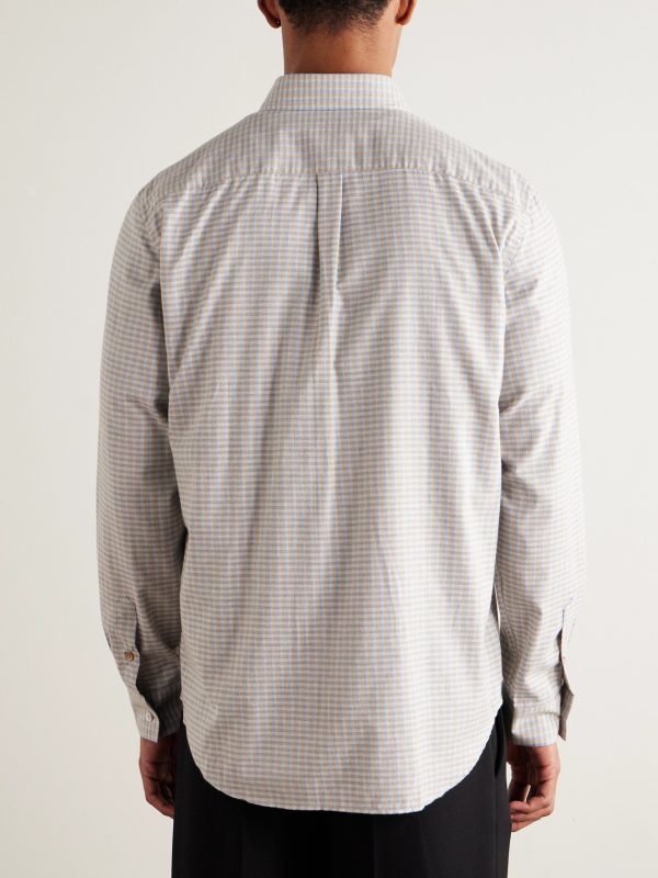 Button-Down Collar Checked Cotton Shirt - BK Button-Down Collar Checked Cotton Shirt - BK