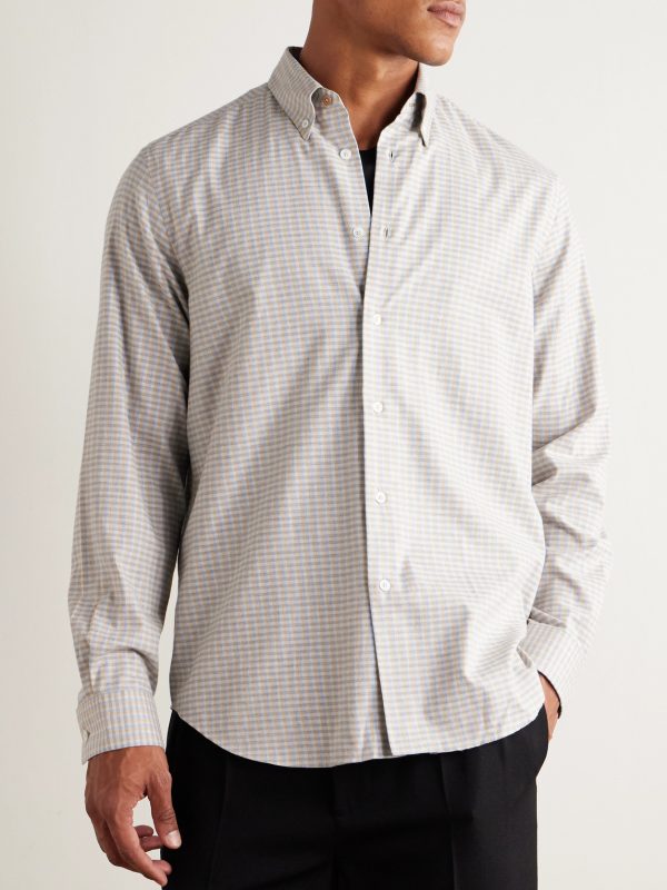 Button-Down Collar Checked Cotton Shirt - FR Button-Down Collar Checked Cotton Shirt - FR