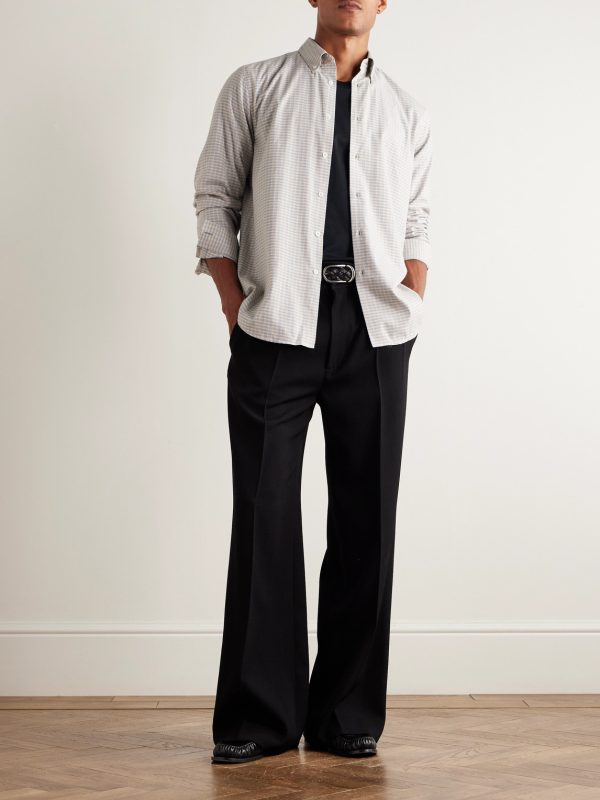 Button-Down Collar Checked Cotton Shirt - OU Button-Down Collar Checked Cotton Shirt - OU