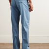 Straight-Leg Cotton-Blend Twill Trousers - BK