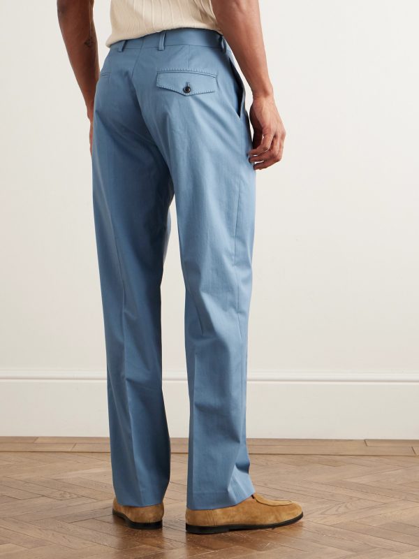 Straight-Leg Cotton-Blend Twill Trousers - BK