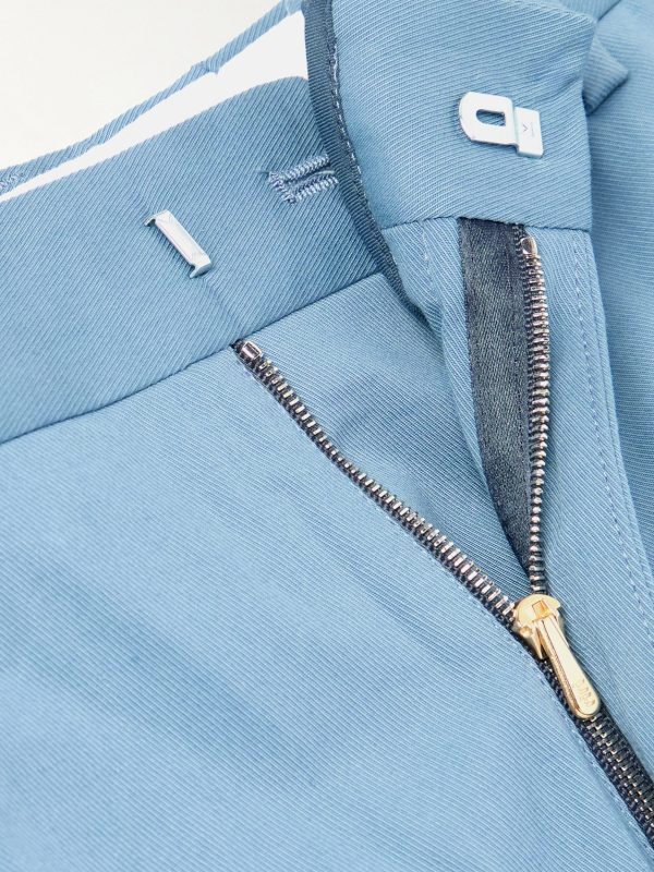 Straight-Leg Cotton-Blend Twill Trousers - E1