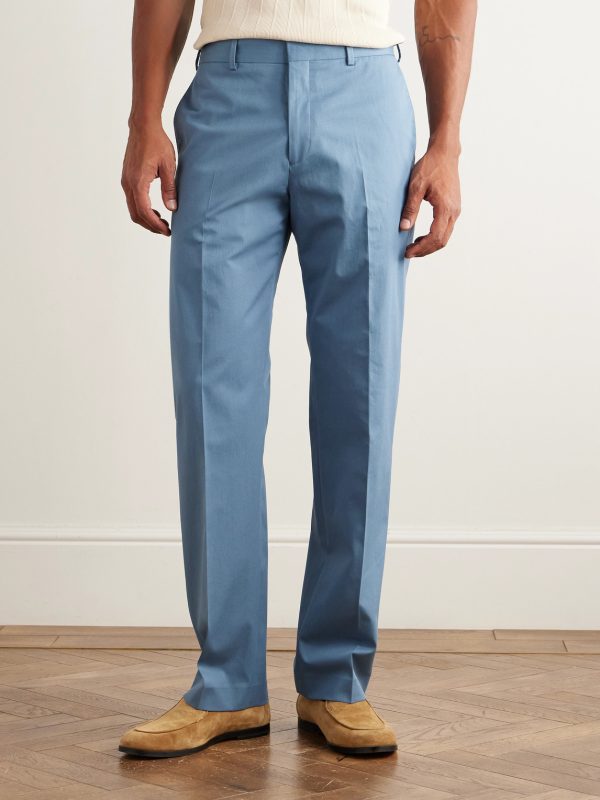 Straight-Leg Cotton-Blend Twill Trousers - FR