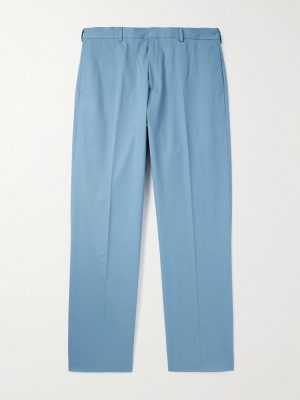 Straight-Leg Cotton-Blend Twill Trousers Straight-Leg Cotton-Blend Twill Trousers