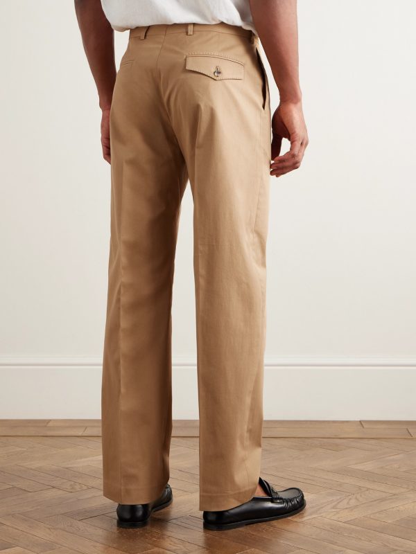 Straight-Leg Cotton-Blend Twill Trousers - BK