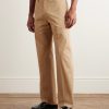 Straight-Leg Cotton-Blend Twill Trousers - FR