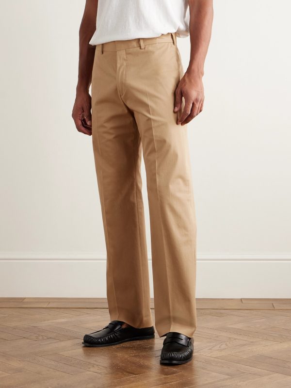Straight-Leg Cotton-Blend Twill Trousers - FR