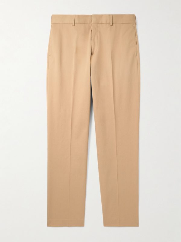 Straight-Leg Cotton-Blend Twill Trousers