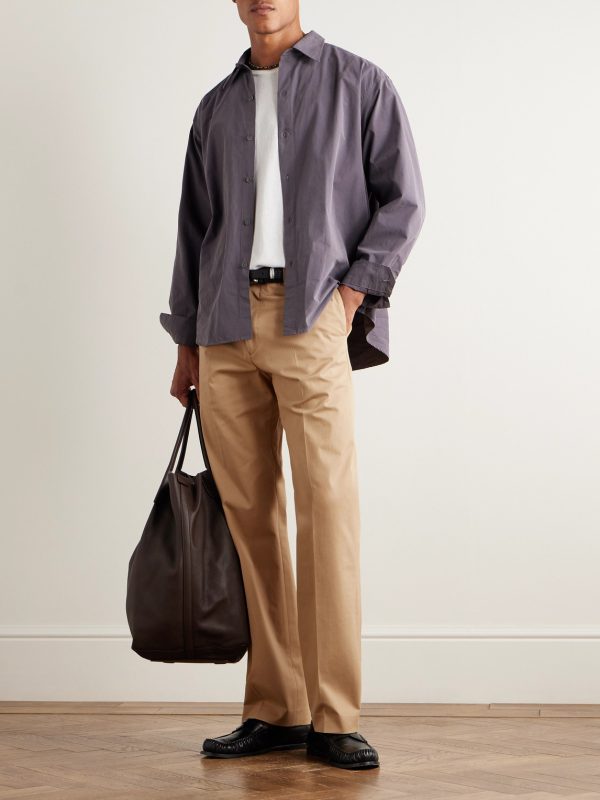 Straight-Leg Cotton-Blend Twill Trousers - OU
