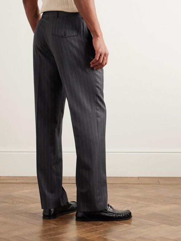 Straight-Leg Pinstriped Wool Trousers - BK
