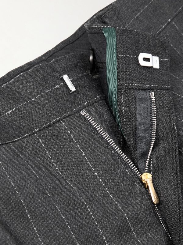 Straight-Leg Pinstriped Wool Trousers - E1
