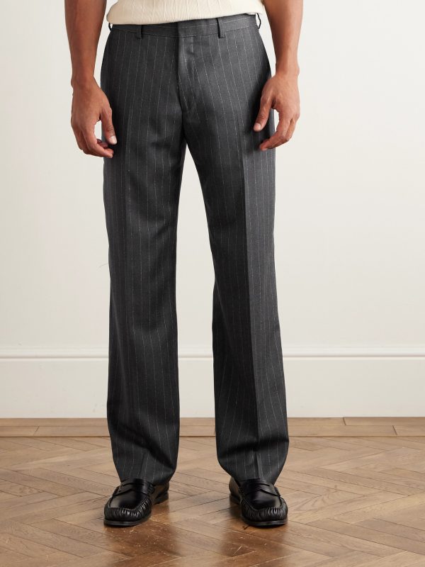 Straight-Leg Pinstriped Wool Trousers - FR