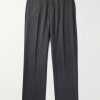 Straight-Leg Pinstriped Wool Trousers